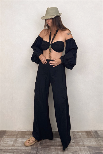 Penelope Üç Parça Crop - Siyah
