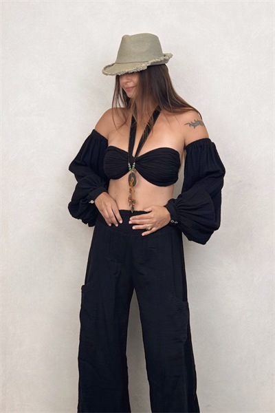 Penelope Üç Parça Crop - Siyah