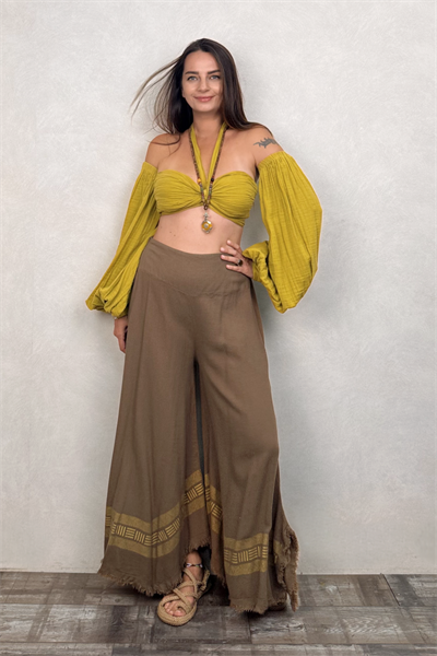 Penelope Üç Parça Crop Golden Olive - Limon Küfü