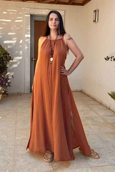 Blanca Perit Elbise - Neutral Brown Terracota