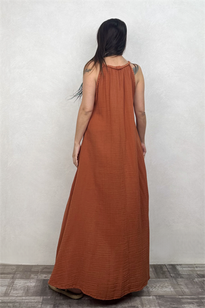 Blanca Perit Elbise - Neutral Brown Terracota