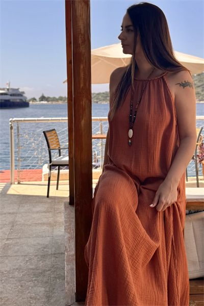 Blanca Perit Elbise - Neutral Brown Terracota