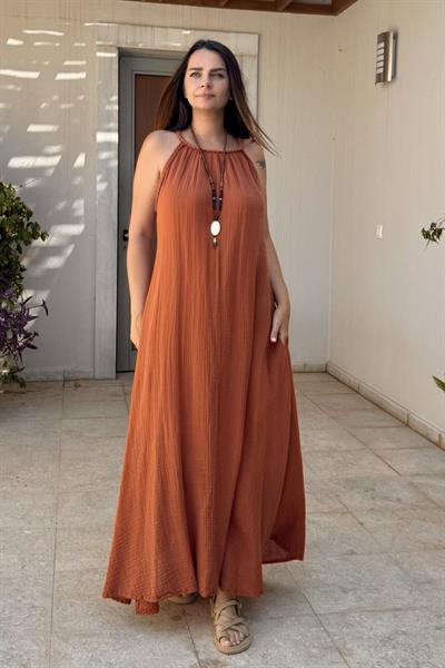 Blanca Perit Elbise - Neutral Brown Terracota