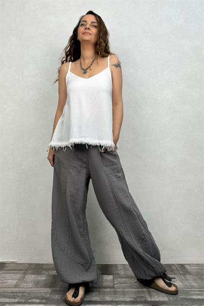 Petra Müslin Pantolon Dark Grey  - Antrasit