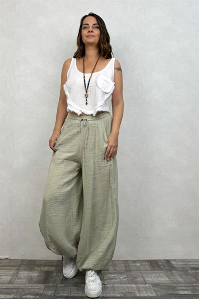 Petra Müslin Pantolon Sea Green - Su Yeşili
