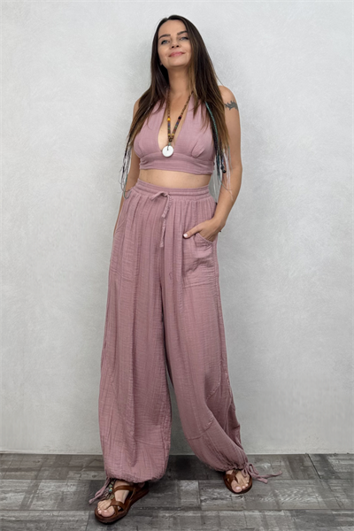 Petra Müslin Pantolon Wood Rose - Yaban Gülü