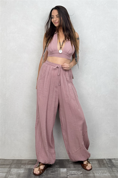 Petra Müslin Pantolon Wood Rose - Yaban Gülü