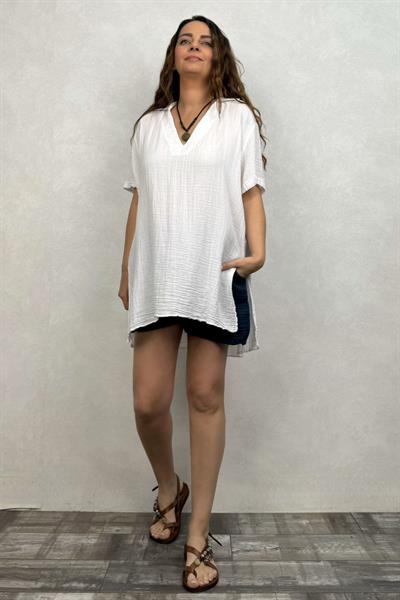 Polina Müslin Tunik  - Beyaz