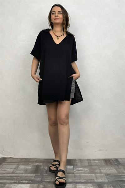 Polina Müslin Tunik  -Siyah