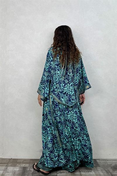 Premium İpek Kimono - Asia Turkuaz