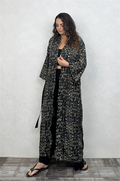 Premium İpek Kimono - Siyah Gold