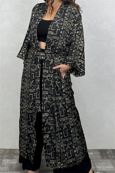 Premium İpek Kimono - Siyah Gold