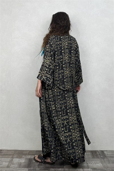 Premium İpek Kimono - Siyah Gold