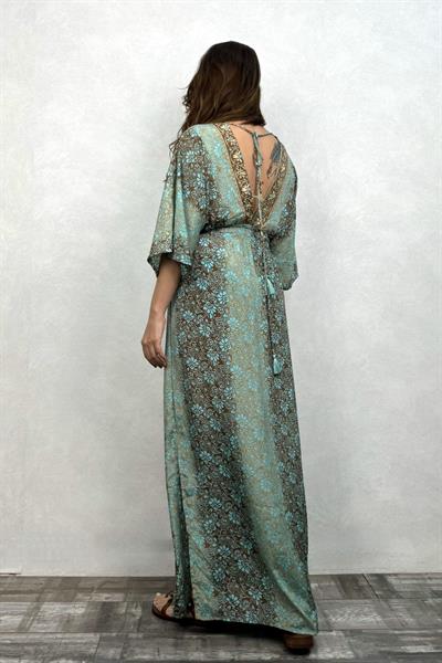 Rachel V Yaka İpek Elbise - Mint