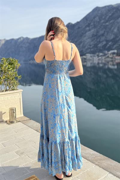 Rhapsody İpek Elbise - Gümüş Mavi