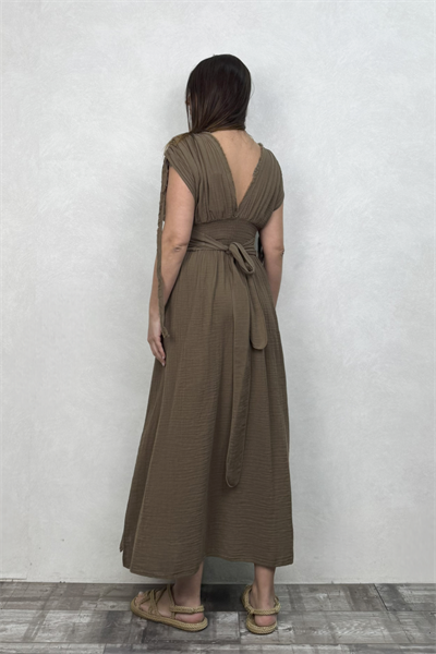 Blanca Şahmeran Elbise - Neutral Brown Doğal Kahve