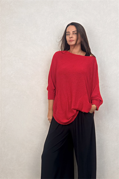 Salaş Triko Tunik - Kırmızı