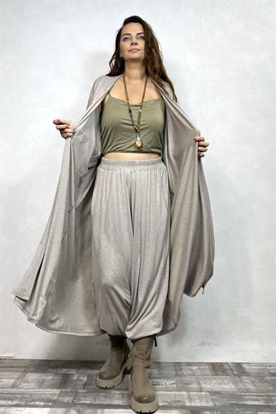 Salaş Uzun Kaftan  - Taş Rengi