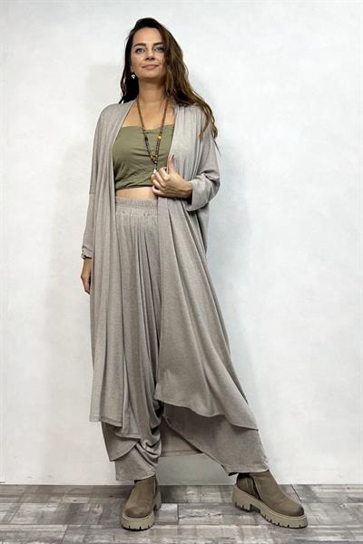Salaş Uzun Kaftan  - Taş Rengi