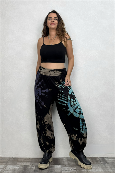 Sasha Gipe Bel Detaylı Şalvar Pantolon - Batik Siyah