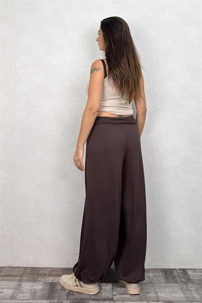 Sasha Gipe Bel Detaylı Triko Pantolon - Acı Kahve