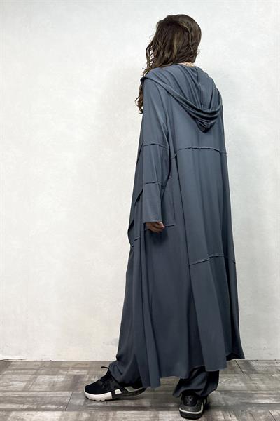 Sasha Kapşonlu Patch Uzun Kaftan  - Antrasit