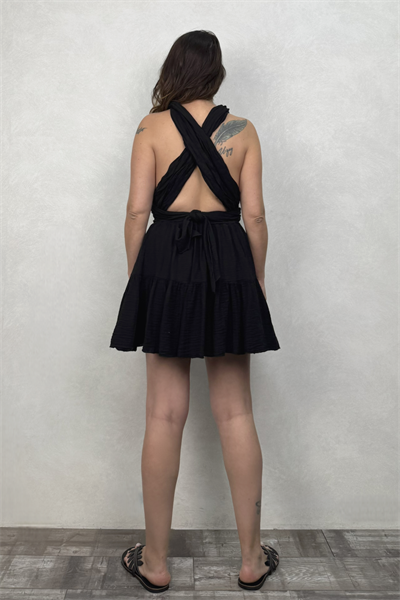 Blanca Shiva Mini Elbise - Siyah