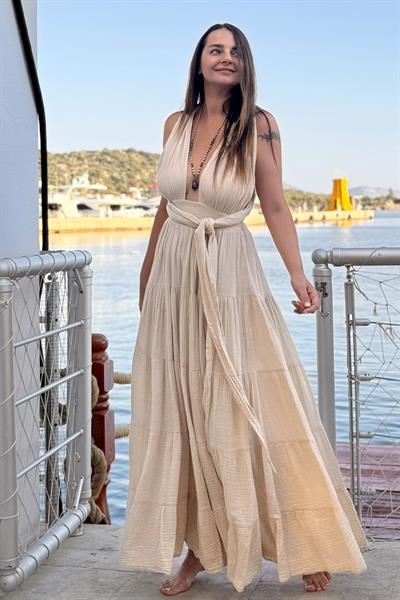 Blanca Shiva Premium Elbise - Bej