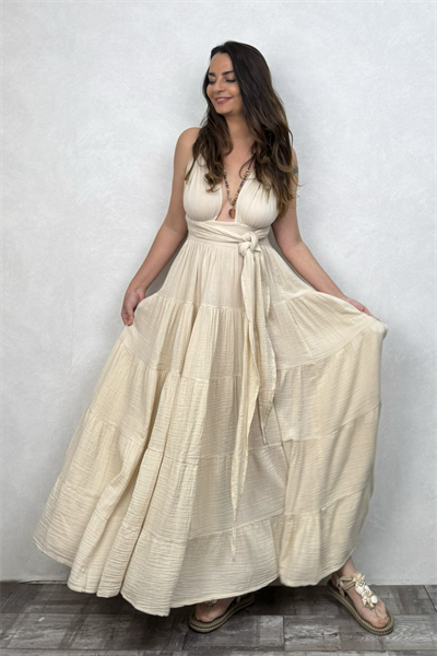 Blanca Shiva Premium Elbise - Bej