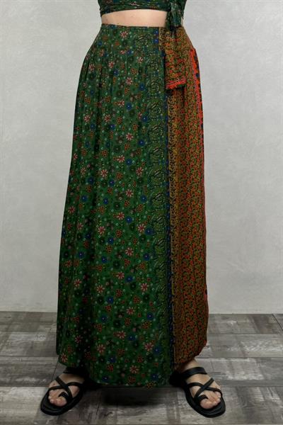 Sintra Çiçekli Bohem Etek - Yeşil