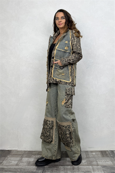 Snake Garnili Blazer Ceket - Yeşil