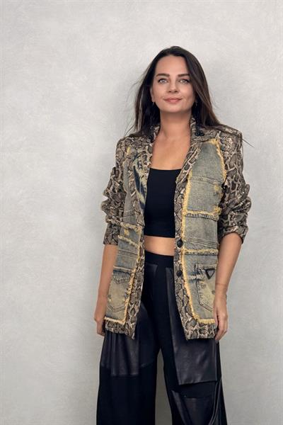 Snake Garnili Blazer Ceket - Yeşil