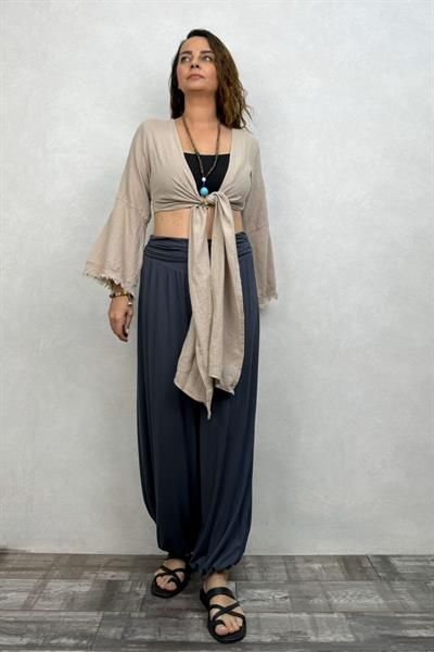 Soly Nature Müslin Bolero Bluz - Bej