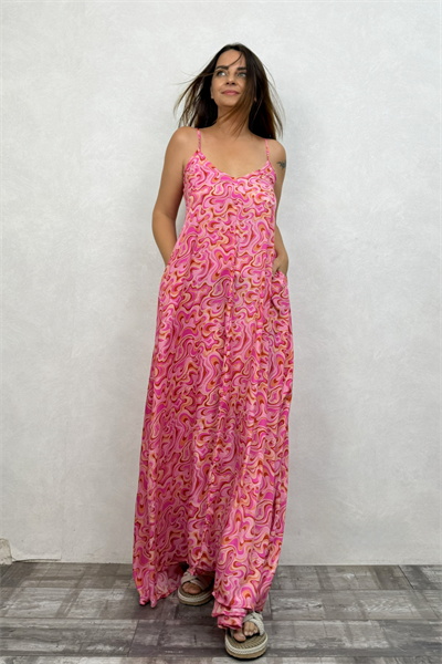 Sueno İpek Elbise - Pembe Dalga