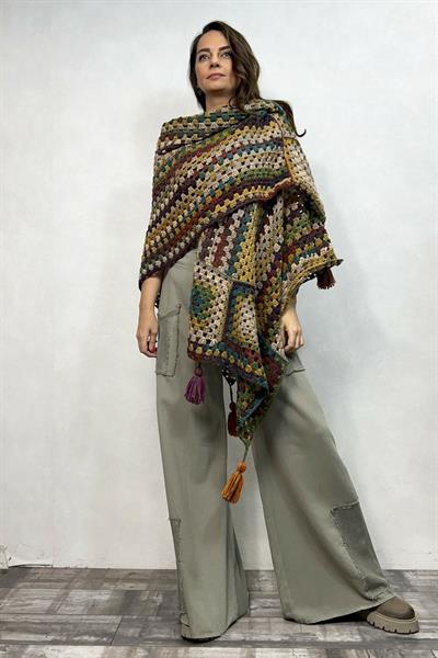 Toprak Tasarım Panço - Kahve Batik