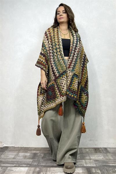 Toprak Tasarım Panço - Kahve Batik