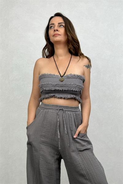 Tufty Müslin Crop Dark Grey - Antrasit