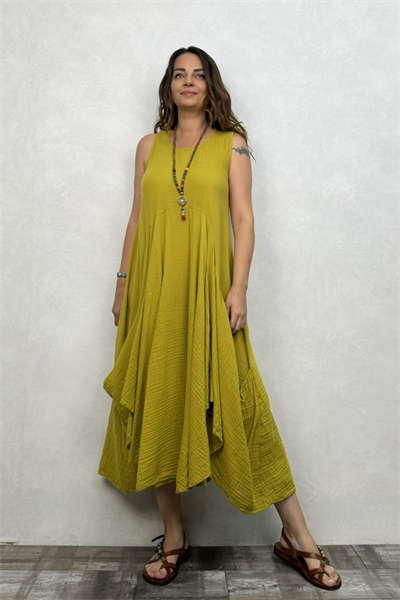 Blanca Venilla Elbise - Golden Olive Limon Küfü