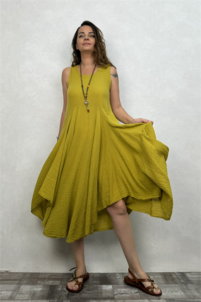 Blanca Venilla Elbise - Golden Olive Limon Küfü
