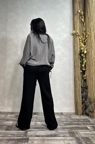 Venüs Müslin Bluz Dark Grey - Antrasit