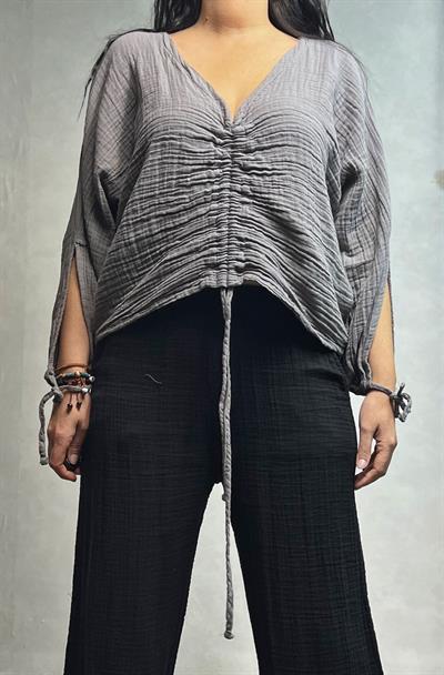 Venüs Müslin Bluz Dark Grey - Antrasit