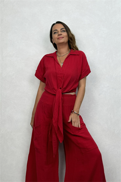 Vera Müslin Bluz Barbados Cherry - Vişne