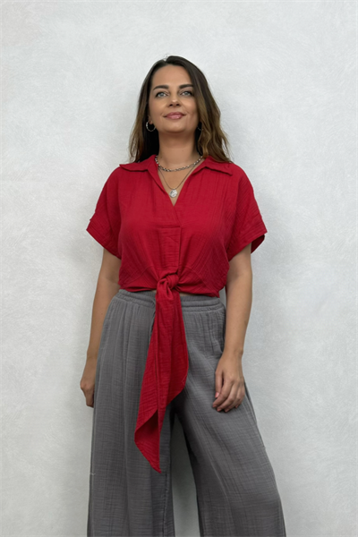 Vera Müslin Bluz Barbados Cherry - Vişne