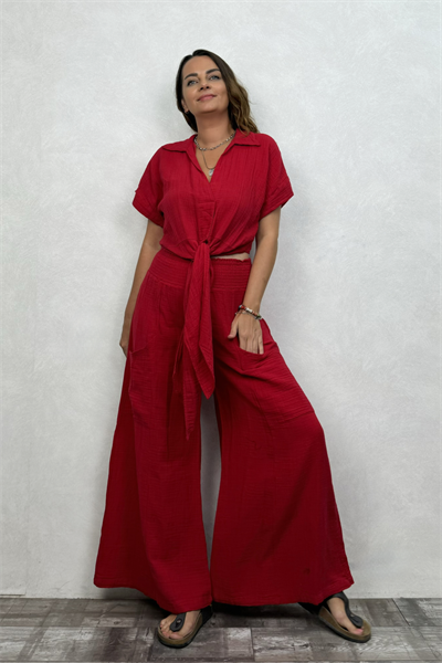 Vera Müslin Bluz Barbados Cherry - Vişne