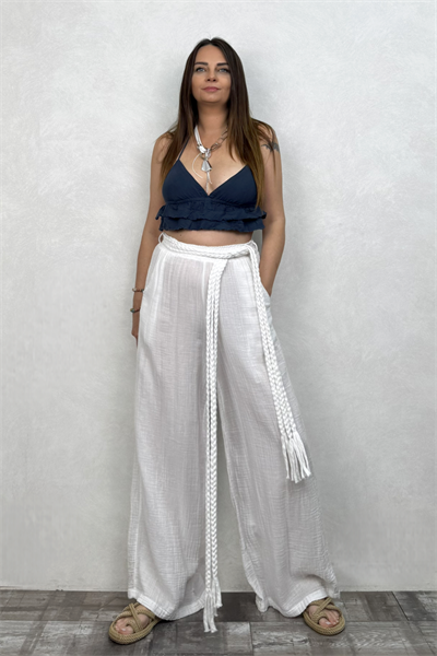 Vialis Fırfırlı Crop Midnight Navy - Petrol
