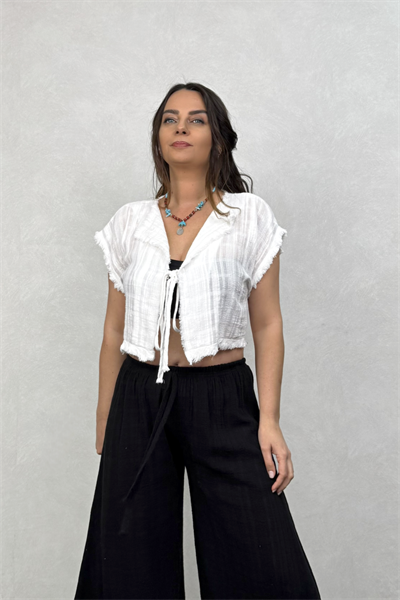 Vialis Müslin Bluz White - Beyaz