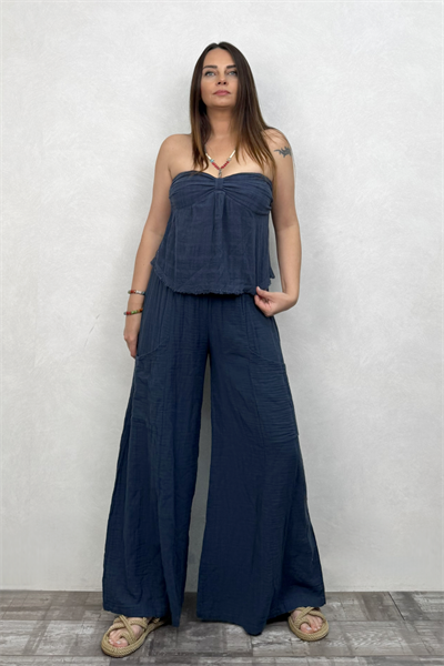 Vialis Straplez Bluz Midnight Navy - Petrol