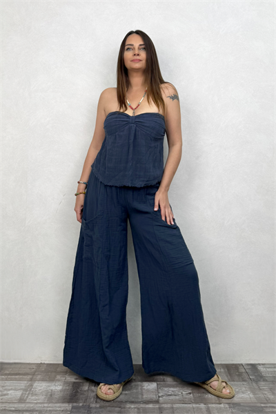 Vialis Straplez Bluz Midnight Navy - Petrol
