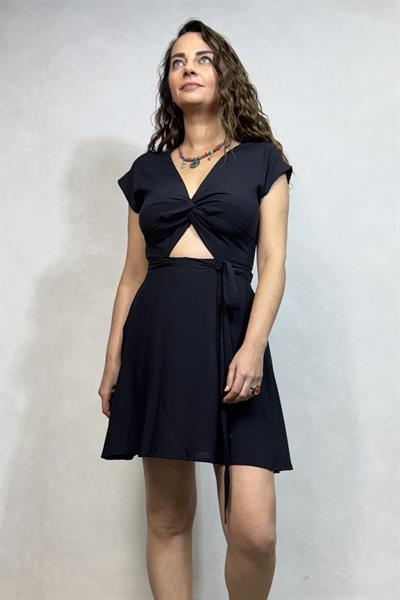 Wispy Pencereli Mini Elbise- Siyah