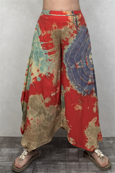 Yırtmaçlı Batik Pantolon - Kiremit